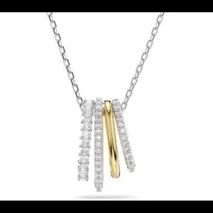 - 14kt gold plated rhodium finish necklace with certified Swarovski elemen…
